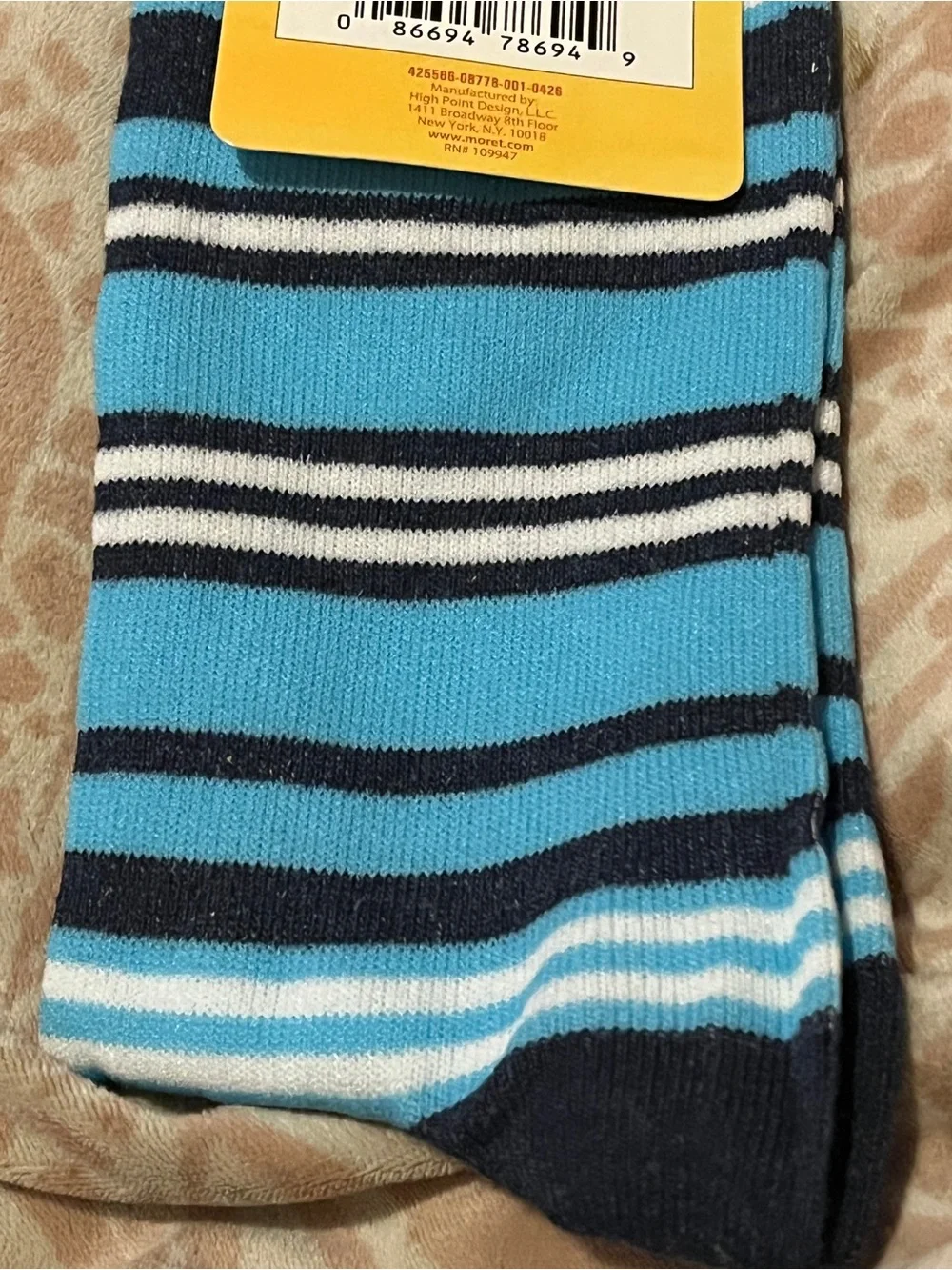 Disney Stitch Crew Socks Black Blue Adult Shoe Size 6.5-12 New With Tags